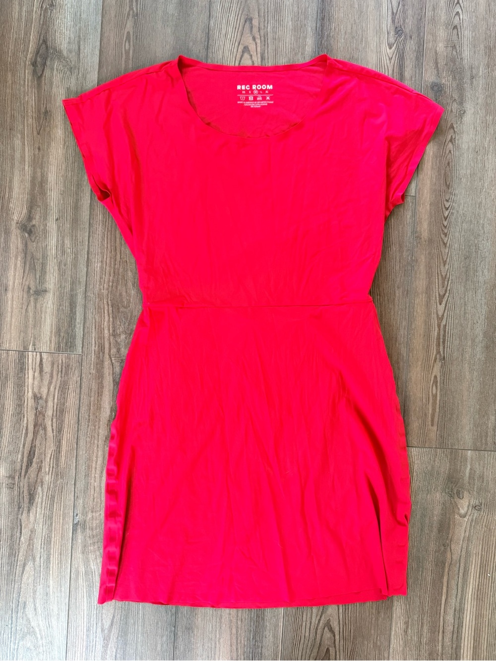 Red Short-Sleeve Mini Dress by